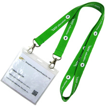 Heiße Verkaufs-preiswerte kundenspezifische doppelseitige gewebte Lanyards mit Abzeichen-Halter